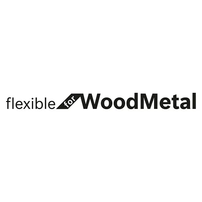 Bosch Säbelsägeblatt S511 DF Flexible - Einsatzbereich: Nichteisenmetalle, Länge: 100 mm - Logo des Produkts "flexible for WoodMetal", das Flexibilität bei Holz- und Metallarbeiten verspricht.