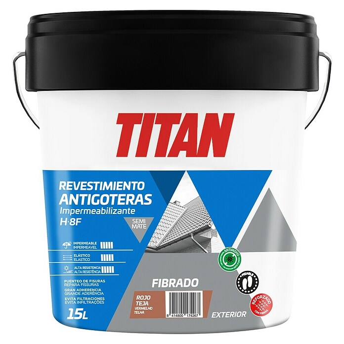 Titan Impermeabilizante Revestimiento Antigoteras Fibrado (Rojo teja, 15 l) | BAUHAUS