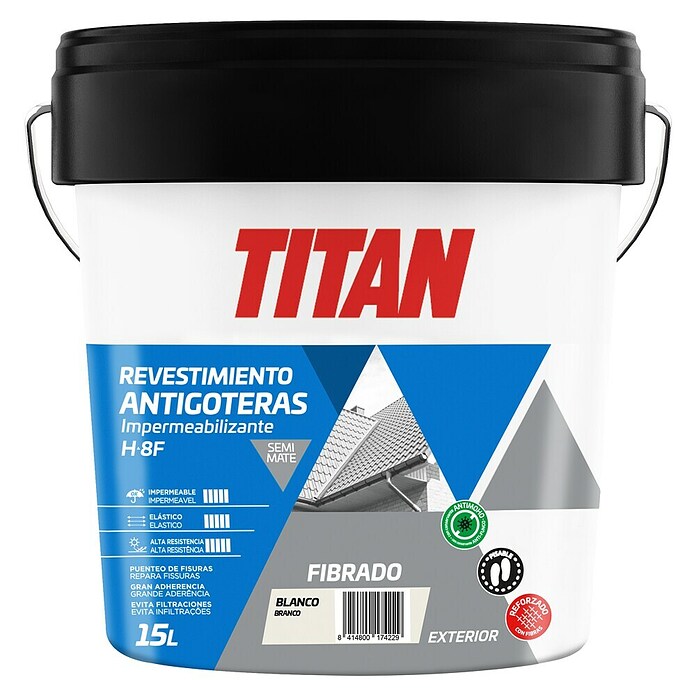 Titan Impermeabilizante Revestimiento Antigoteras Fibrado (Blanco, 15 l) | BAUHAUS