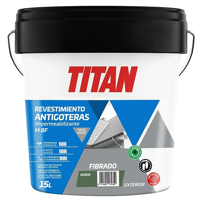 Titan Impermeabilizante Revestimiento Antigoteras Fibrado (Verde, 15 l) | BAUHAUS