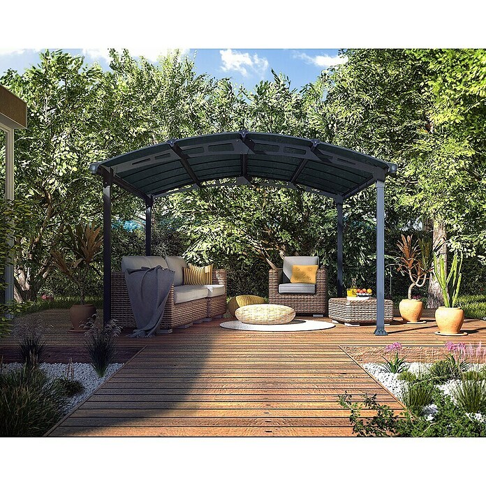 Palram – Canopia Cenador Tucson (An x Pr: 360 x 435 cm, Color del armazón: Antracita, Aluminio) | BAUHAUS
