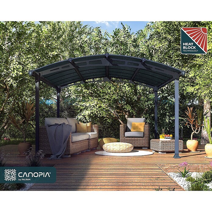 Palram – Canopia Cenador Tucson (An x Pr: 360 x 435 cm, Color del armazón: Antracita, Aluminio) | BAUHAUS
