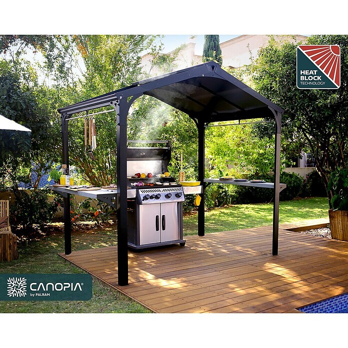 Palram – Canopia Cenador Austin (An x Pr: 240 x 180 cm, Color del armazón: Antracita, Aluminio) | BAUHAUS