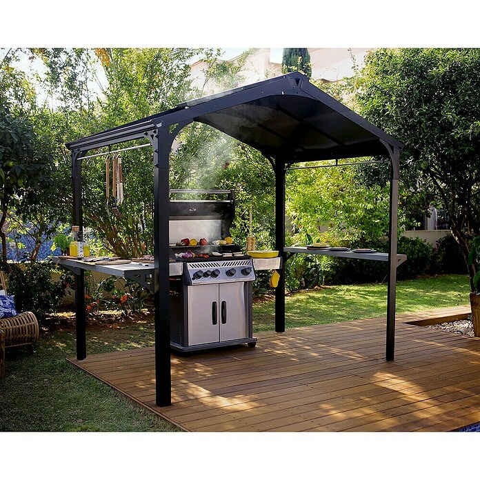 Palram – Canopia Cenador Austin (An x Pr: 240 x 180 cm, Color del armazón: Antracita, Aluminio) | BAUHAUS
