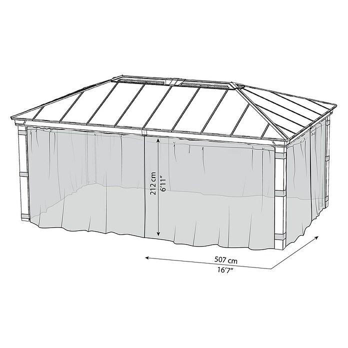 Palram – Canopia Cortina mosquitera para cenador Dallas (An x Al: 600 x 360 cm) | BAUHAUS