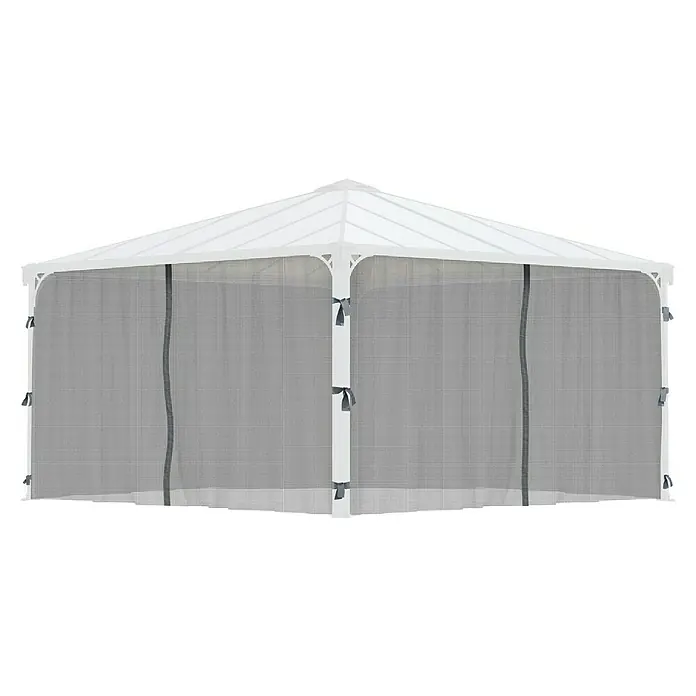 Palram – Canopia Cortina mosquitera para cenador Palermo - An x Al: 430 x 430 cm - Una pérgola de jardín blanca con mosquitera para relajarse al aire libre. Protección óptima contra insectos y sol.