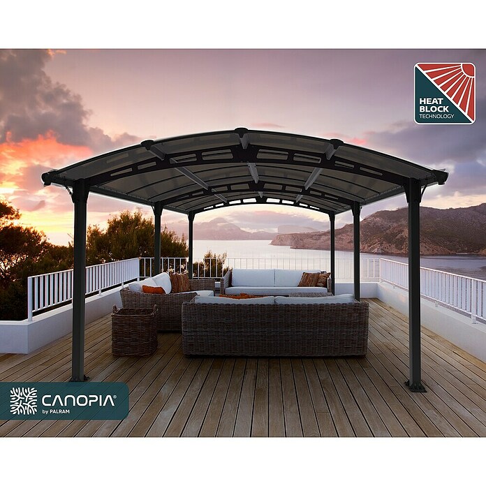 Palram – Canopia Cenador Tucson (An x Pr: 360 x 500 cm, Color del armazón: Antracita, Aluminio) | BAUHAUS