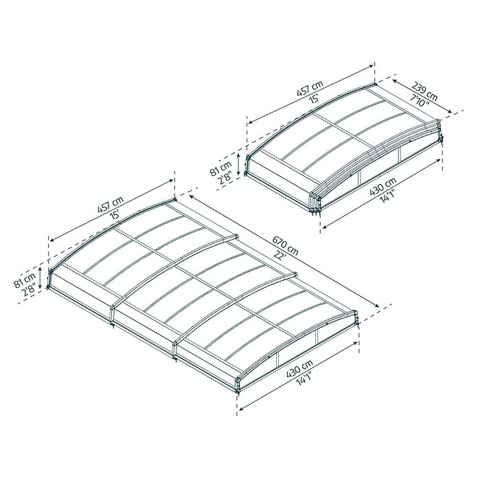 Palram – Canopia Cubierta para piscina Majorca (Específico para: Piscina, L x An: 600 x 400 cm, Aluminio) | BAUHAUS
