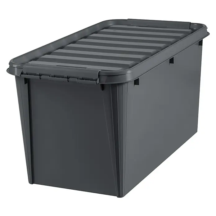 SmartStore Aufbewahrungsbox SmartStore Recycled 70 - L x B x H: 720 x 400 x 380 mm, Kunststoff, Grau - Graue Aufbewahrungsbox aus Kunststoff mit Deckel. Ideal für die Lagerung verschiedener Gegenstände im Haushalt oder Büro.
