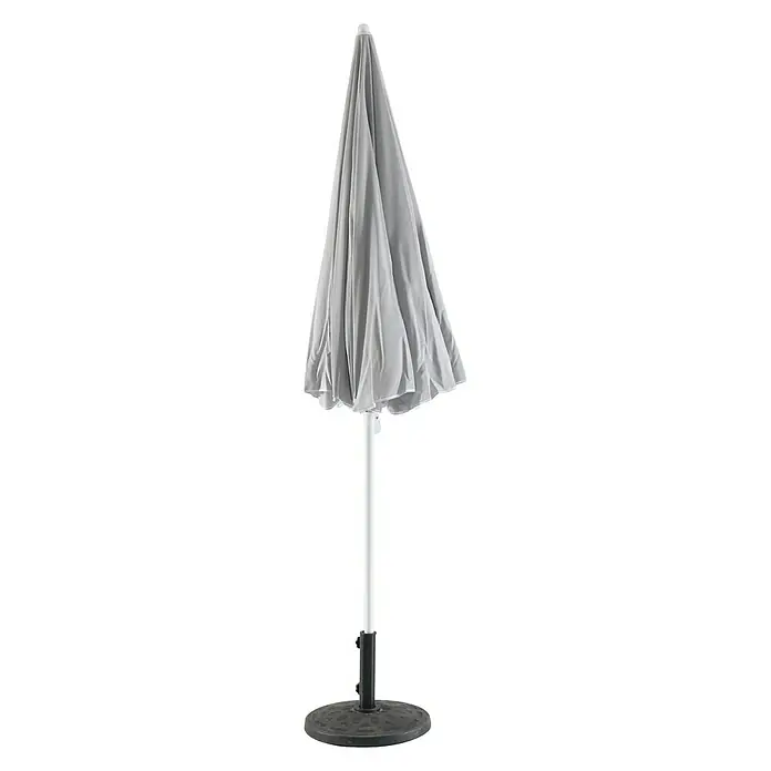Sunfun Balkonschirm rund Provence IILichtgrau, Durchmesser Bespannung: 250 cm - Grauer, geschlossener Sonnenschirm mit Ständer. Ideal für den Garten, um Schatten zu spenden und sich vor der Sonne zu schützen.