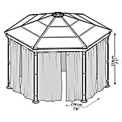 Palram Cortina con protección contra insectos (Apto para: Pabellón Palram Roma, Gris, Pinzas para cortina)