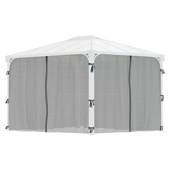 Palram – Canopia Cortina mosquitera para cenador Palermo - An x Al: 360 x 217 cm - Cenador blanco con paredes de malla, ideal para sombra exterior o protección contra insectos.