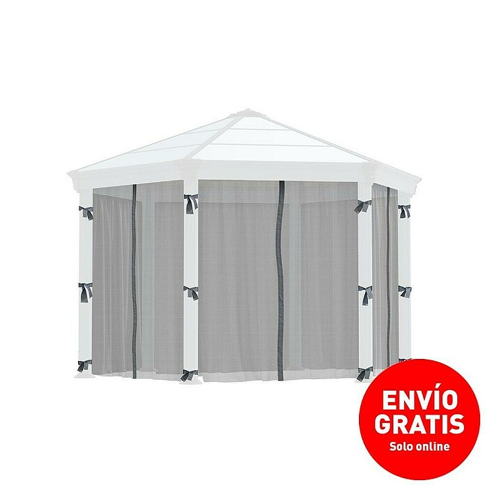 Palram Cortina con protección contra insectos (Apto para: Pabellón Palram Roma, Gris, Pinzas para cortina)