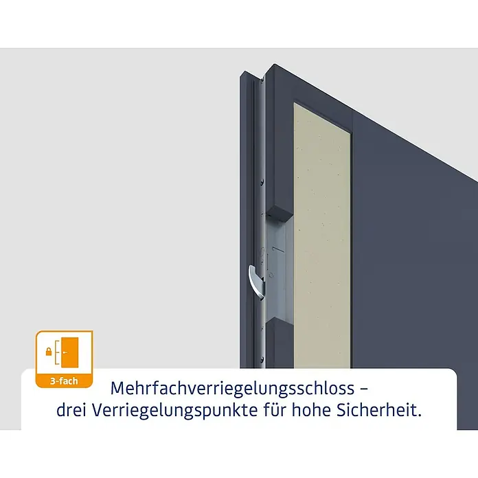 Hörmann EcoStar Haustür ISOPRO Secur IPS 700S - 110 x 210 cm, DIN Anschlag: Links, CH 9016 Matt deluxe, Verkehrsweiß - Abbildung eines Mehrfachverriegelungsschlosses für erhöhte Sicherheit.