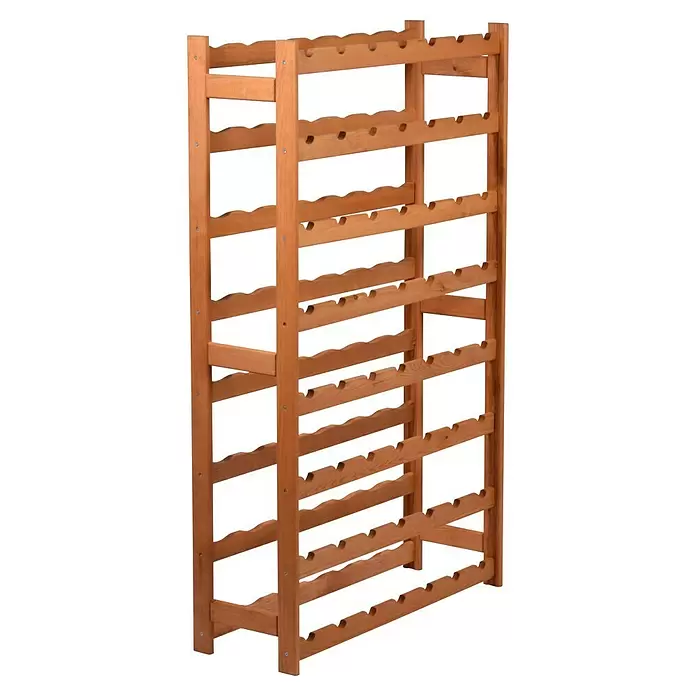 Dobar Weinregal - L x B x H: 72 x 25 x 117,5 cm, Anzahl Flaschen: 56 Stk., Braun - Freistehendes, hellbraunes Weinregal aus Holz mit mehreren Ebenen zur Flaschenlagerung.