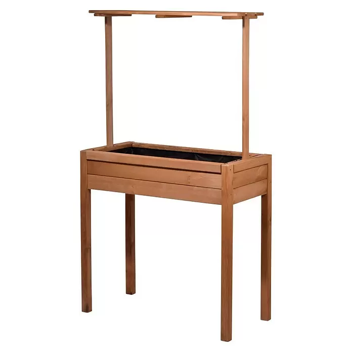 Dobar Hochbeet - 80 x 40 x 145 cm, Holz, Braun - Hölzernes Hochbeet mit Oberrahmen für Pflanzenstütze oder Beleuchtung.
