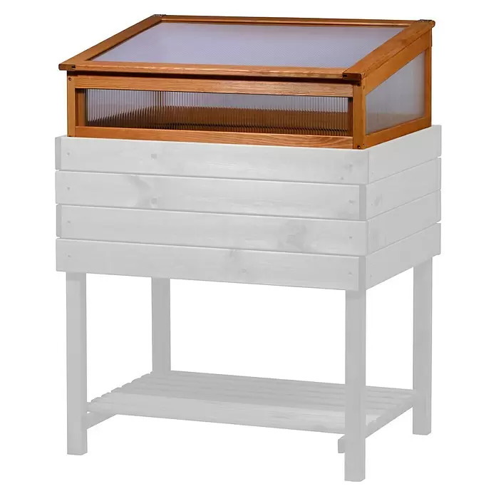 Dobar Frühbeet-Aufsatz Kubus 2.0 - L x B x H: 76 x 56 x 28 cm, Hellbraun - Holz-Hochbeet mit transparentem Frühbeetaufsatz.