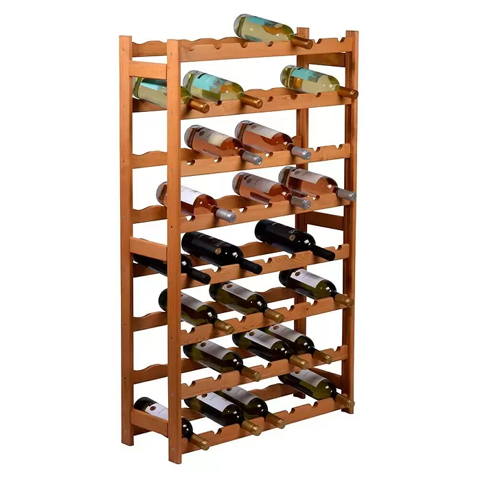 Dobar Weinregal - L x B x H: 72 x 25 x 117,5 cm, Anzahl Flaschen: 56 Stk., Braun - Helles Holz-Weinregal, das mehrere Weinflaschen horizontal lagert.
