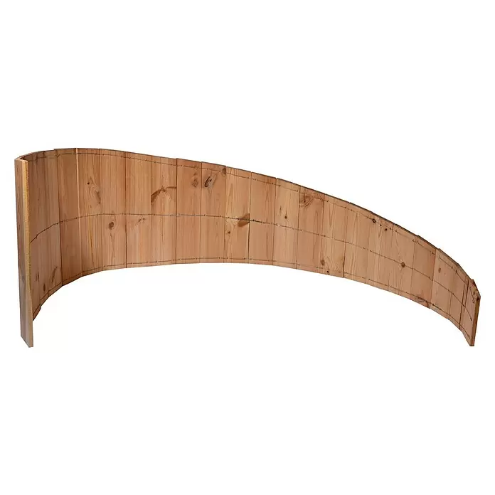 Dobar Kräuterspirale - L x B x H: 250 x 1,6 x 68 cm - Gebogenes Holzpaneel aus hellbraunen Latten, mit Draht verbunden.