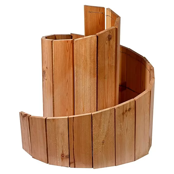 Dobar Kräuterspirale - L x B x H: 250 x 1,6 x 68 cm - Spiralförmiges Hochbeet aus hellbraunen Holzbrettern.