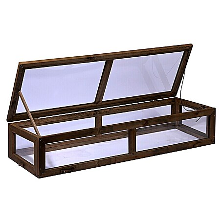 Dobar Frühbeet-Aufsatz Teak (L x B x H: 117 x 40 x 24,5 cm, Dunkelbraun)
