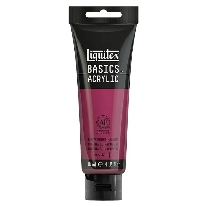 Liquitex Basics Acrylfarbe - Quinacridone-Magenta, 118 ml - Liquitex BASICS Acrylfarbe in Quinacridone Magenta, ideal für Künstler und Hobbybastler. Vielseitig einsetzbar für verschiedene Maltechniken.