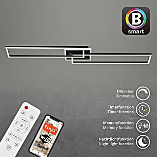 Brilo LED-Wand- & Deckenleuchte Frame S (34 W, L x B x H: 110 x 24,8 x 7,8 cm, Schwarz, Warmweiß)