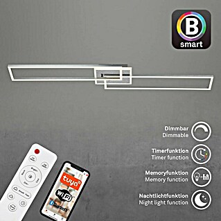 Brilo LED-Wand- & Deckenleuchte Frame S (34 W, L x B x H: 110 x 24,8 x 7,8 cm, Aluminiumfarbig, Warmweiß)