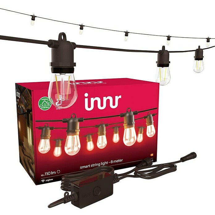 Innr Lighting Smart-LED-Lichterkette Basis-Set (Außen, 8 m, Lichtfarbe: Warmweiß, Anzahl Leuchtmittel: 16 Stk.) | BAUHAUS