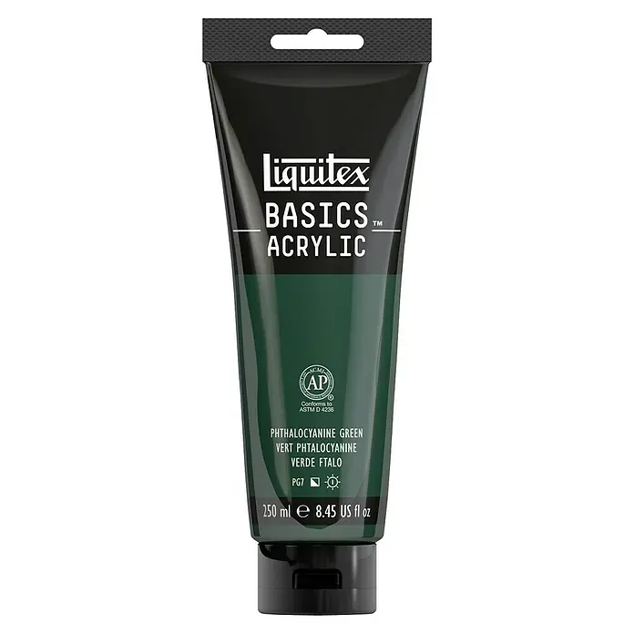 Liquitex Basics Acrylfarbe - Phthalozyaningrün, 250 ml - Eine Tube Liquitex Basics Acrylfarbe in der Farbe Phthalocyanine Green, ideal für Künstler und Hobbybastler.