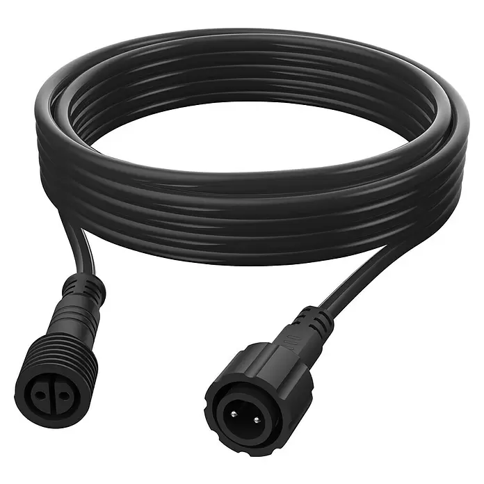 Innr Lighting Verlängerungskabel für LED-Gartenspots - 5 m, IP67 - Schwarzes, aufgerolltes Elektrokabel mit runden, wasserdichten Stecker- und Buchsenverbindern.