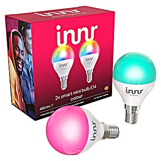 Innr Lighting Smart-LED-Lampe Mini Bulb Colour (E14, Dimmbar, RGBW, 460 lm, 4,8 W, 2 Stk.)