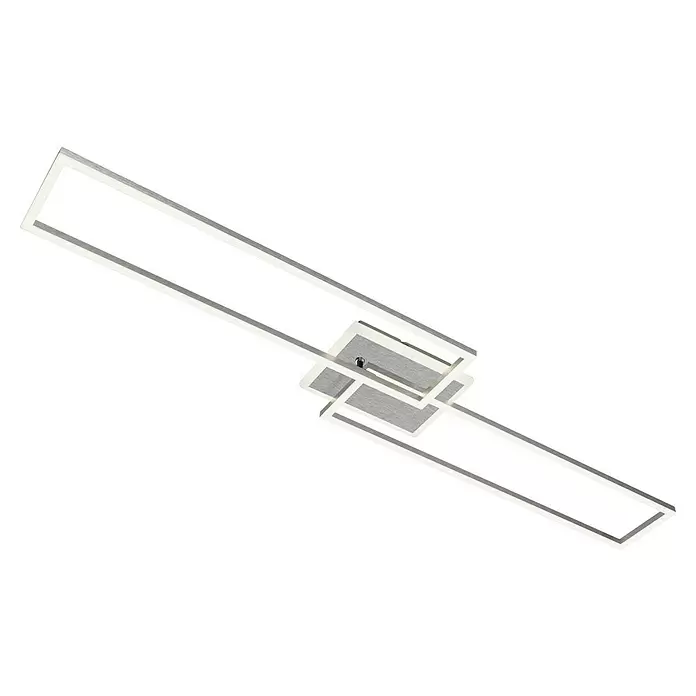 Brilo LED-Wand- & Deckenleuchte Frame S - 34 W, L x B x H: 110 x 24,8 x 7,8 cm, Aluminiumfarbig, Warmweiß - Moderne weiße und silberne geometrische LED-Deckenleuchte.