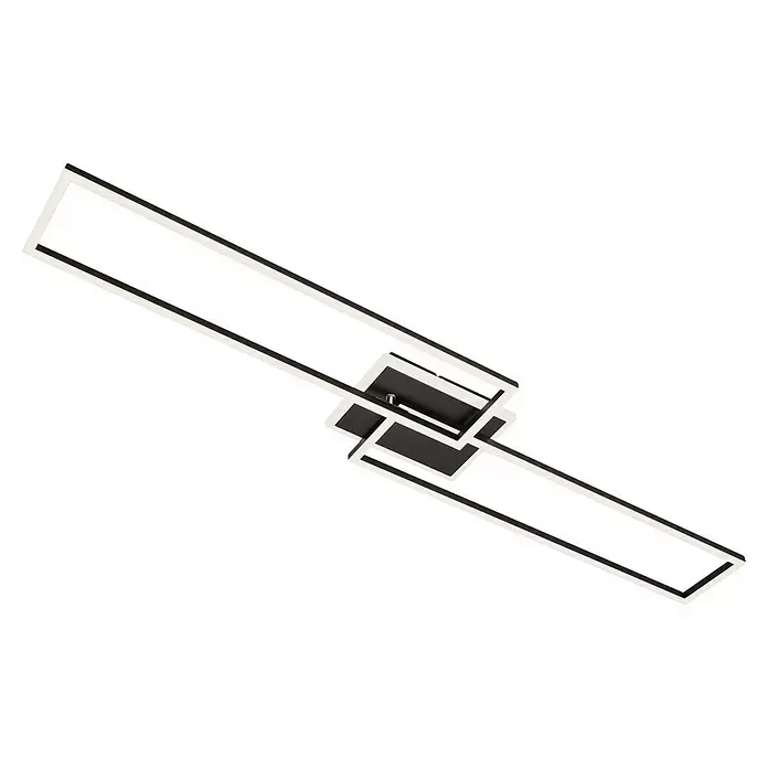 Brilo LED-Wand- & Deckenleuchte Frame S - 34 W, L x B x H: 110 x 24,8 x 7,8 cm, Schwarz, Warmweiß - Moderne, geometrische Deckenleuchte mit schwarzem Sockel und linearen weißen LED-Rahmen.