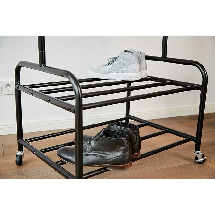 Store It Kleiderwagen Loft - L x B x H: 52,5 x 91,5 x 173 cm, Rollen, Metall - Schuhregal mit zwei Ebenen, auf denen Schuhe stehen. Es ist aus Metall und hat Rollen. Praktisch für die Aufbewahrung von Schuhen.