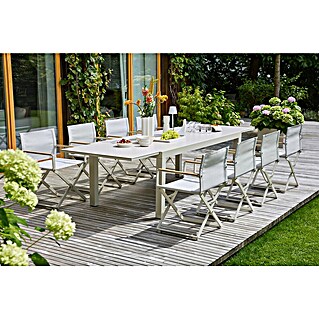 Sunfun Gartenmöbel-Set Maja/Solo (9 -tlg., Light-Greige, Ausziehbar)