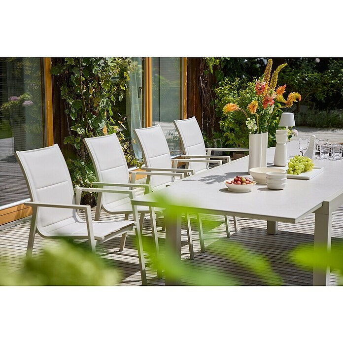 Sunfun Maja Gartentisch Stone (L x B x H: 300 x 100 x 74 cm, Tischplatte aus Stein, Ausziehbar, Light-Greige) | BAUHAUS