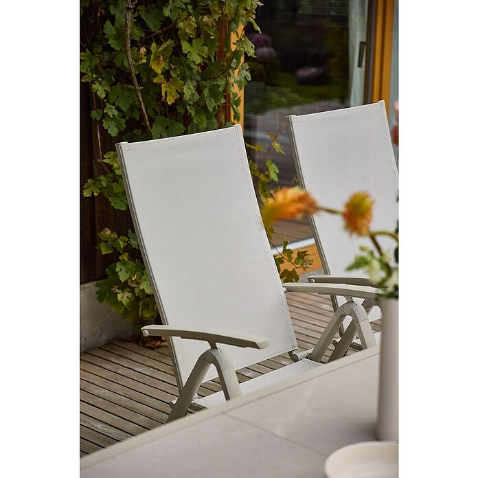 Sunfun Maja Garten-Positionssessel (Aluminium/Textil, Rückenlehne verstellbar, Light-Greige, B x T x H: 61 x 68 x 110 cm) | BAUHAUS