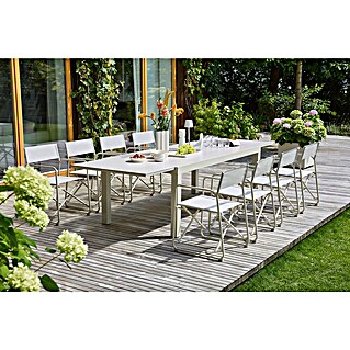 Sunfun Gartenmöbel-Set Maja/Sarah (9 -tlg., Light-Greige, Ausziehbar)