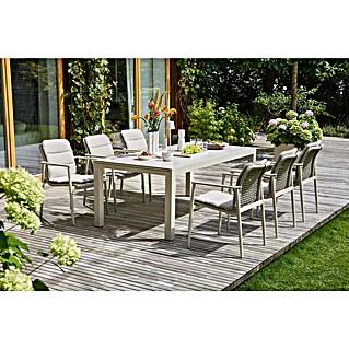 Sunfun Gartenmöbel-Set Maja/Solo (13 -tlg., Light-Greige, Ausziehbar)