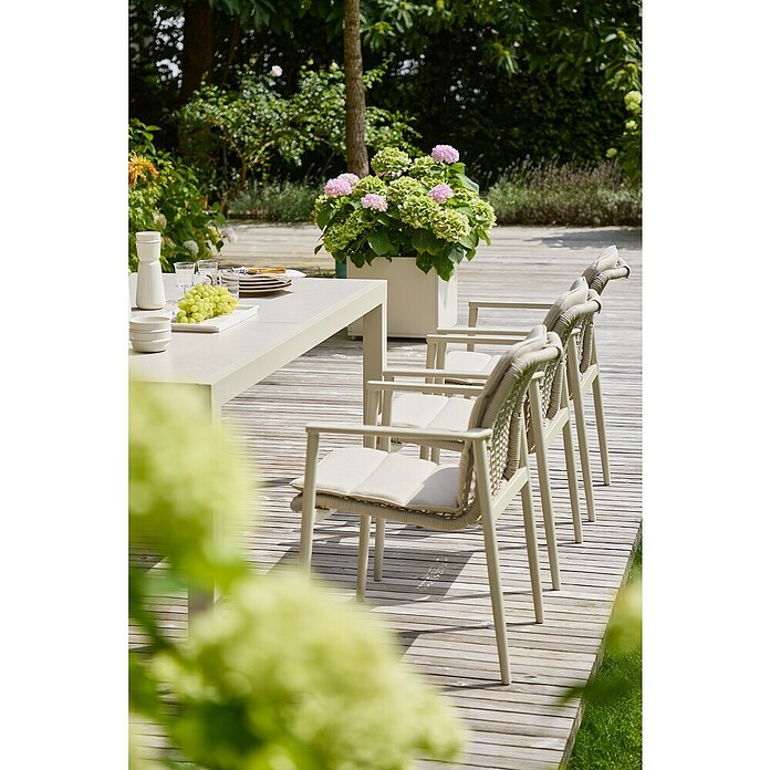 Sunfun Maja Gartentisch Stone (L x B x H: 300 x 100 x 74 cm, Tischplatte aus Stein, Ausziehbar, Light-Greige) | BAUHAUS