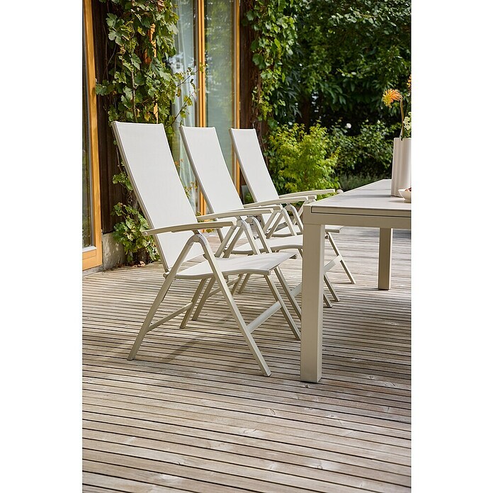 Sunfun Maja Garten-Positionssessel (Aluminium/Textil, Rückenlehne verstellbar, Light-Greige, B x T x H: 61 x 68 x 110 cm) | BAUHAUS