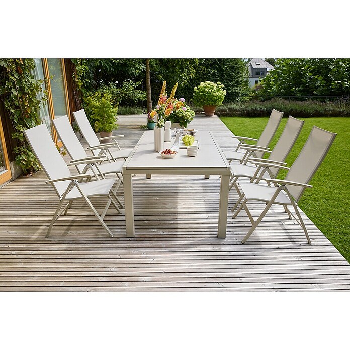Sunfun Maja Gartentisch Stone (L x B x H: 200 x 100 x 74 cm, Light-Greige, Ausziehbar) | BAUHAUS