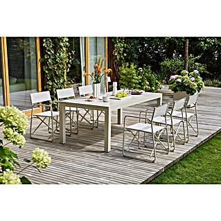 Sunfun Gartenmöbel-Set Maja/Sarah (7 -tlg., Light-Greige, Ausziehbar)