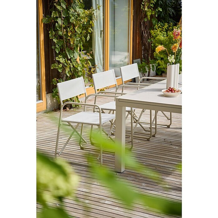 Sunfun Sarah Gartenstuhl (Aluminium, Textil, Klappbar, Light-Greige, B x T x H: 56 x 52,5 x 81 cm) | BAUHAUS