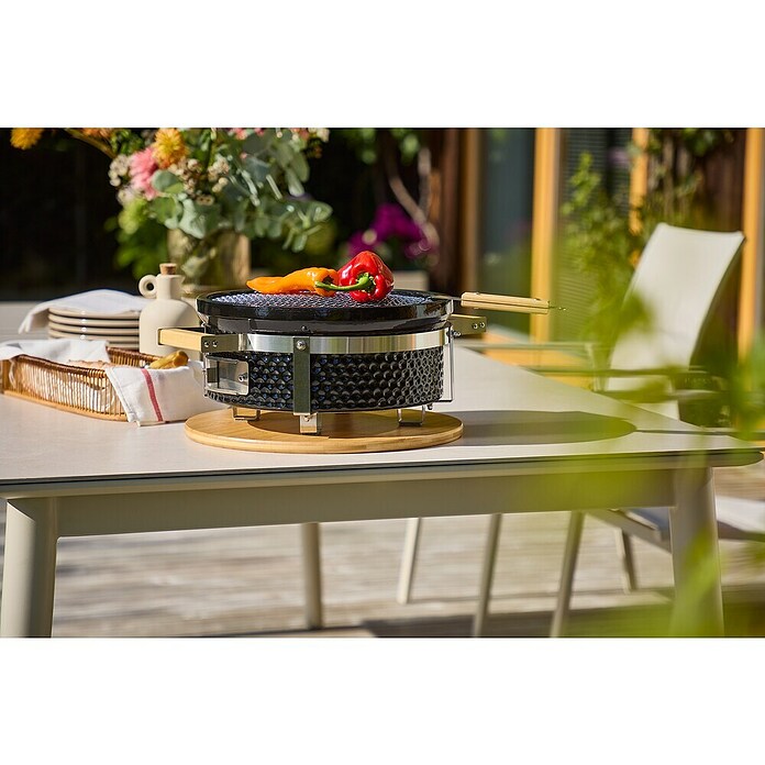 Kingstone Holzkohlegrill Kamado Tischgrill (Durchmesser Grillfläche: 29,5 cm, Schwarz) | BAUHAUS