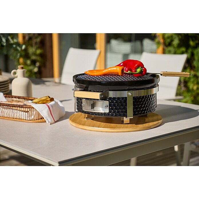 Kingstone Holzkohlegrill Kamado Tischgrill (Durchmesser Grillfläche: 29,5 cm, Schwarz) | BAUHAUS