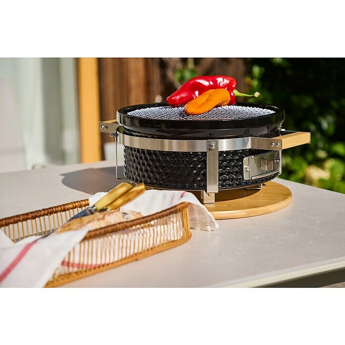 Kingstone Holzkohlegrill Kamado Tischgrill (Durchmesser Grillfläche: 29,5 cm, Schwarz) | BAUHAUS