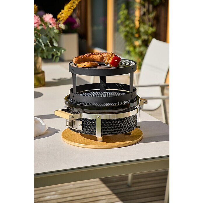 Kingstone Holzkohlegrill Kamado Tischgrill (Durchmesser Grillfläche: 29,5 cm, Schwarz) | BAUHAUS