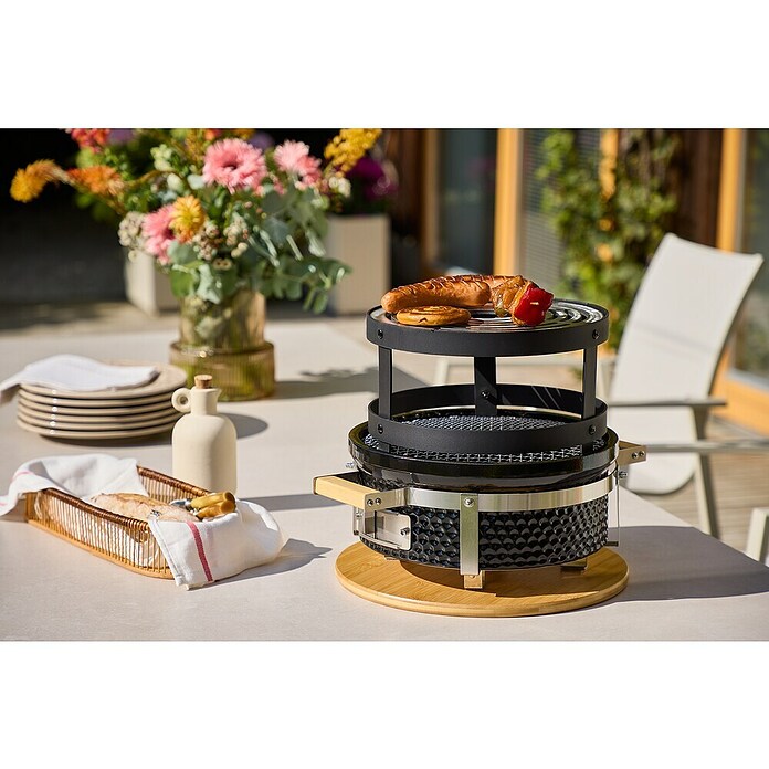 Kingstone Holzkohlegrill Kamado Tischgrill (Durchmesser Grillfläche: 29,5 cm, Schwarz) | BAUHAUS